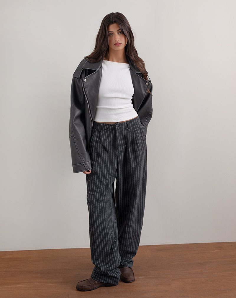 Pantalón Misha de raya diplomática negro