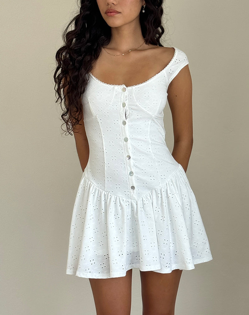 Imagen de Misty Mini Vestido de Té en Broderie Blanco