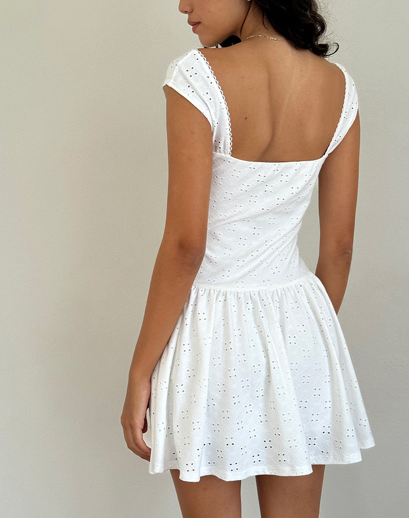 Imagen de Misty Mini Vestido de Té en Broderie Blanco