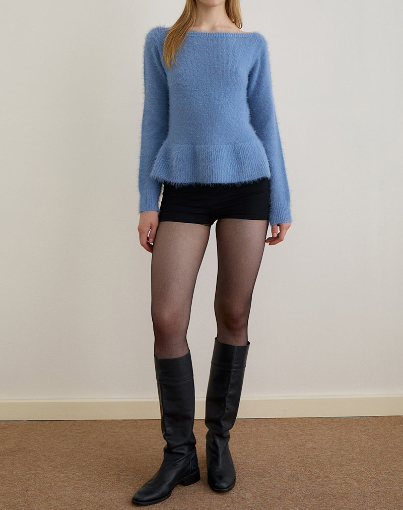 Imagen de Mizuki Top Bardot de Punto Azul Polvo