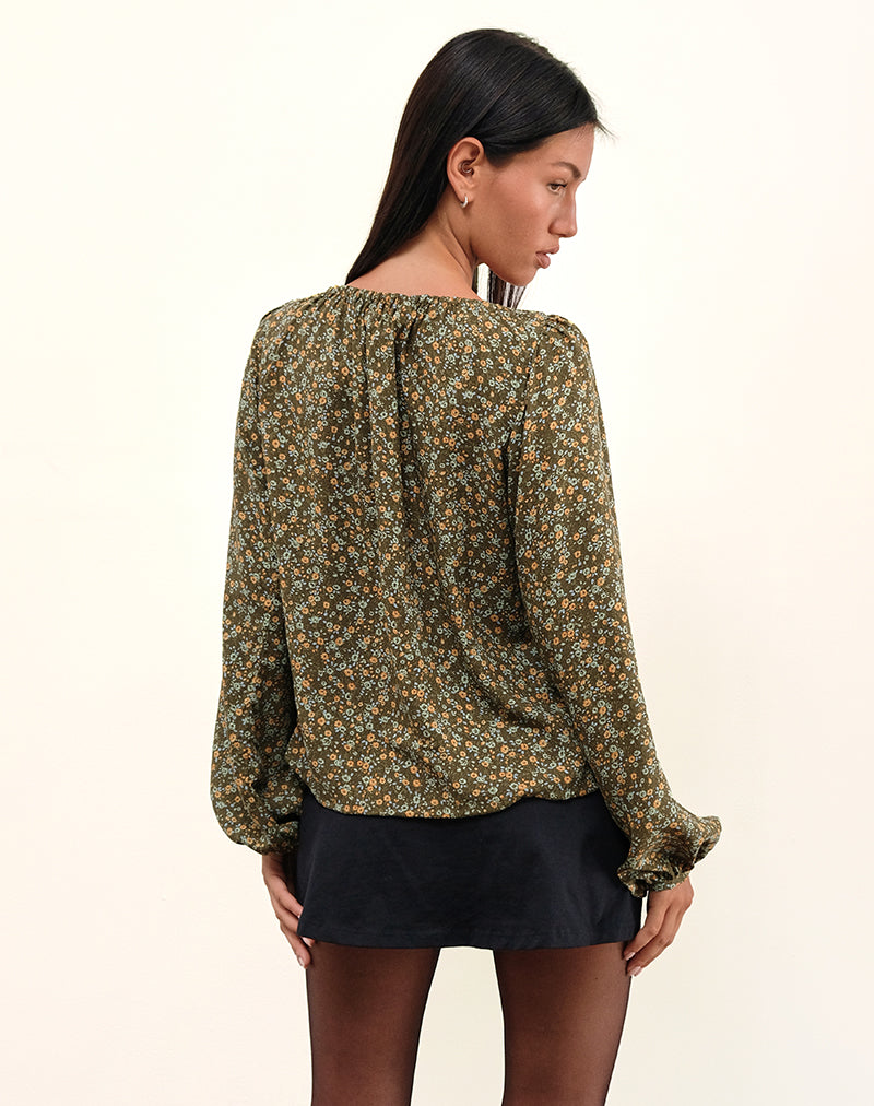 Imagen de Modeta Tie Top en Grunge Floral Caqui