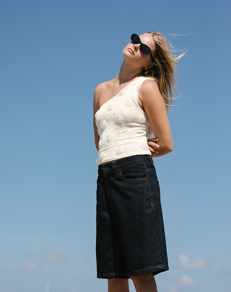 imagen de Moira One Shoulder Top in Textured Rose Ivory