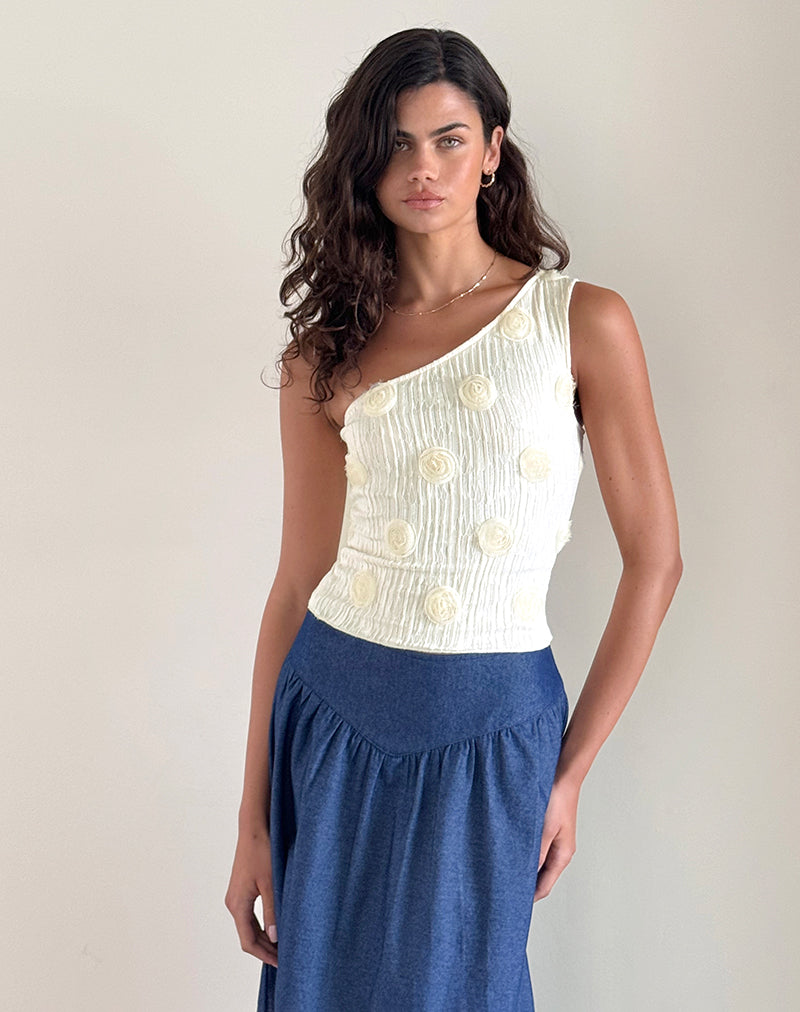 imagen de Moira One Shoulder Top in Textured Rose Ivory