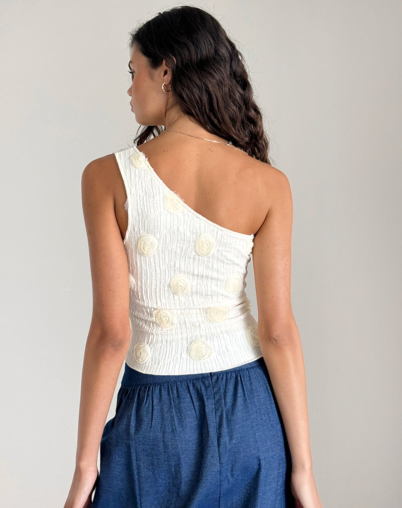 imagen de Moira One Shoulder Top in Textured Rose Ivory