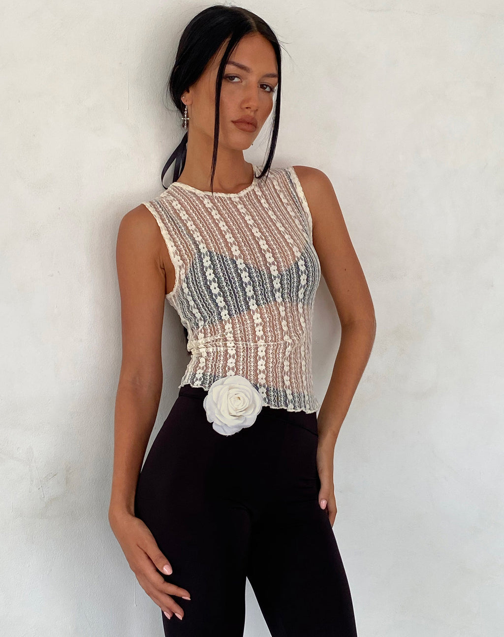 Monelo Chaleco sin forro en encaje Ditsy Floral Crema