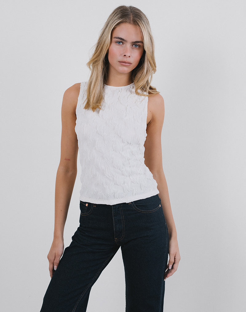 Imagen de Monelo Vest Top in Textured Mesh Blanco
