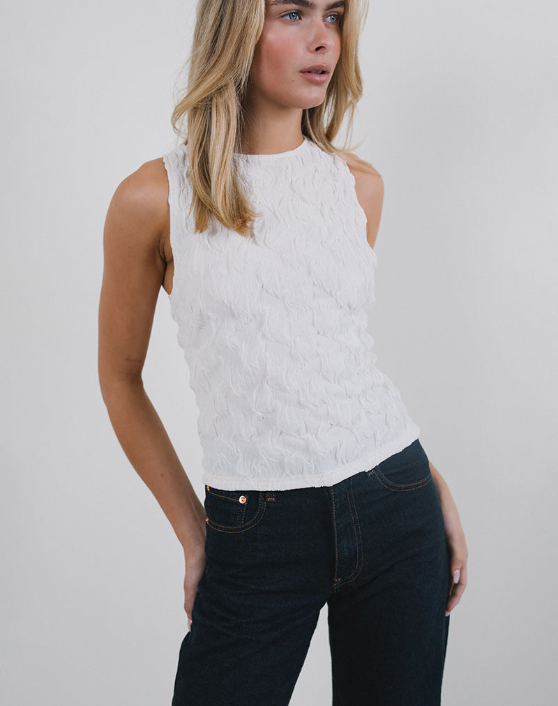Monelo Vest Top en malla texturizada Blanco