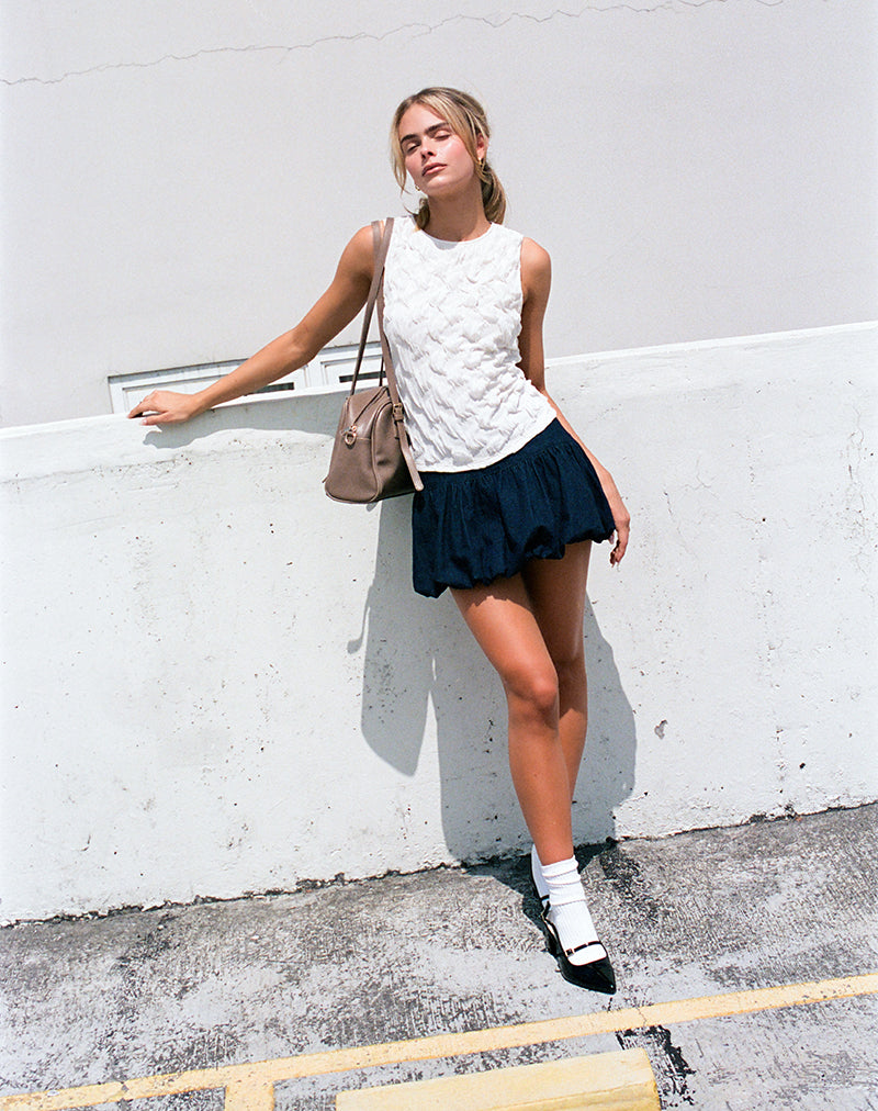 Minifalda Sisila Puffball en Chambray Indigo