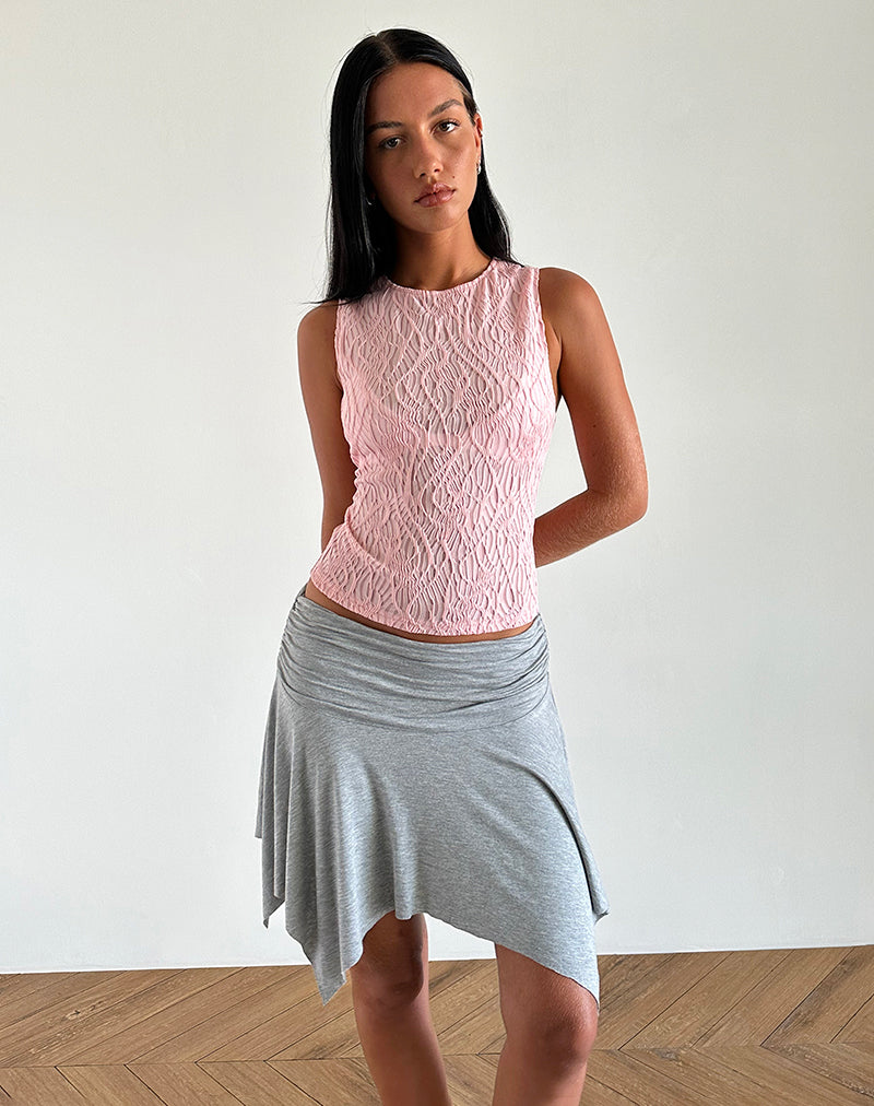 imagen de Monelo Textured Mesh Top in Sheer Pink