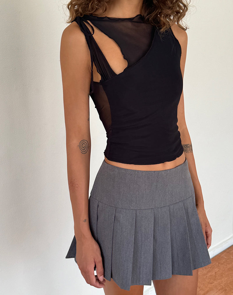 Imagen de Moni Tie Tank Top in Mesh Negro