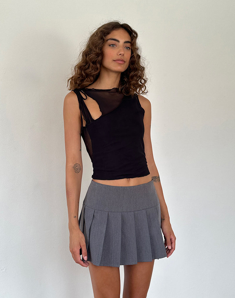 Imagen de Moni Tie Tank Top in Mesh Negro