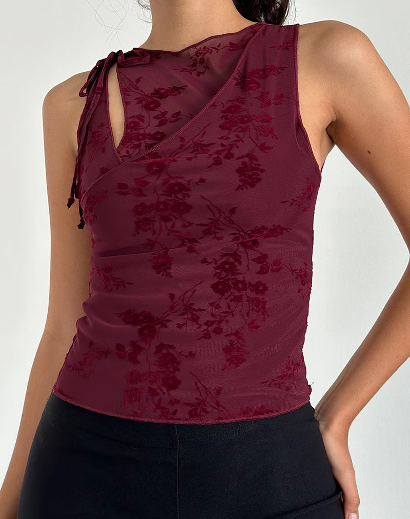 Moni Vest Top en Botanical Flower Granate