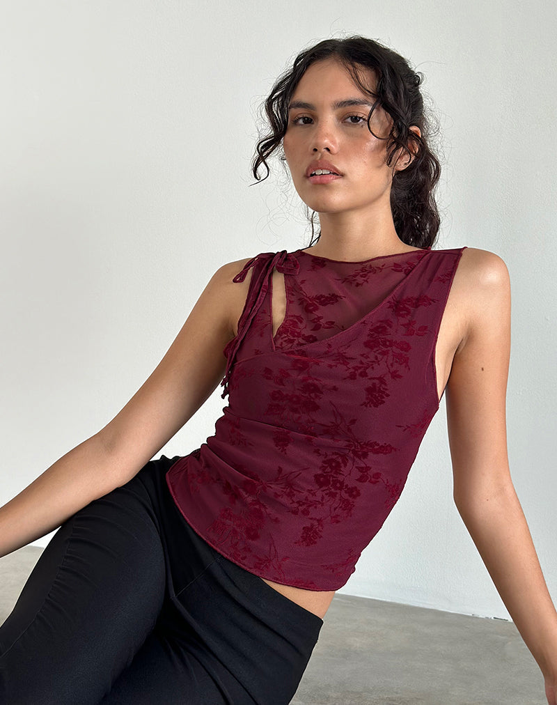 Moni Vest Top en Botanical Flower Granate