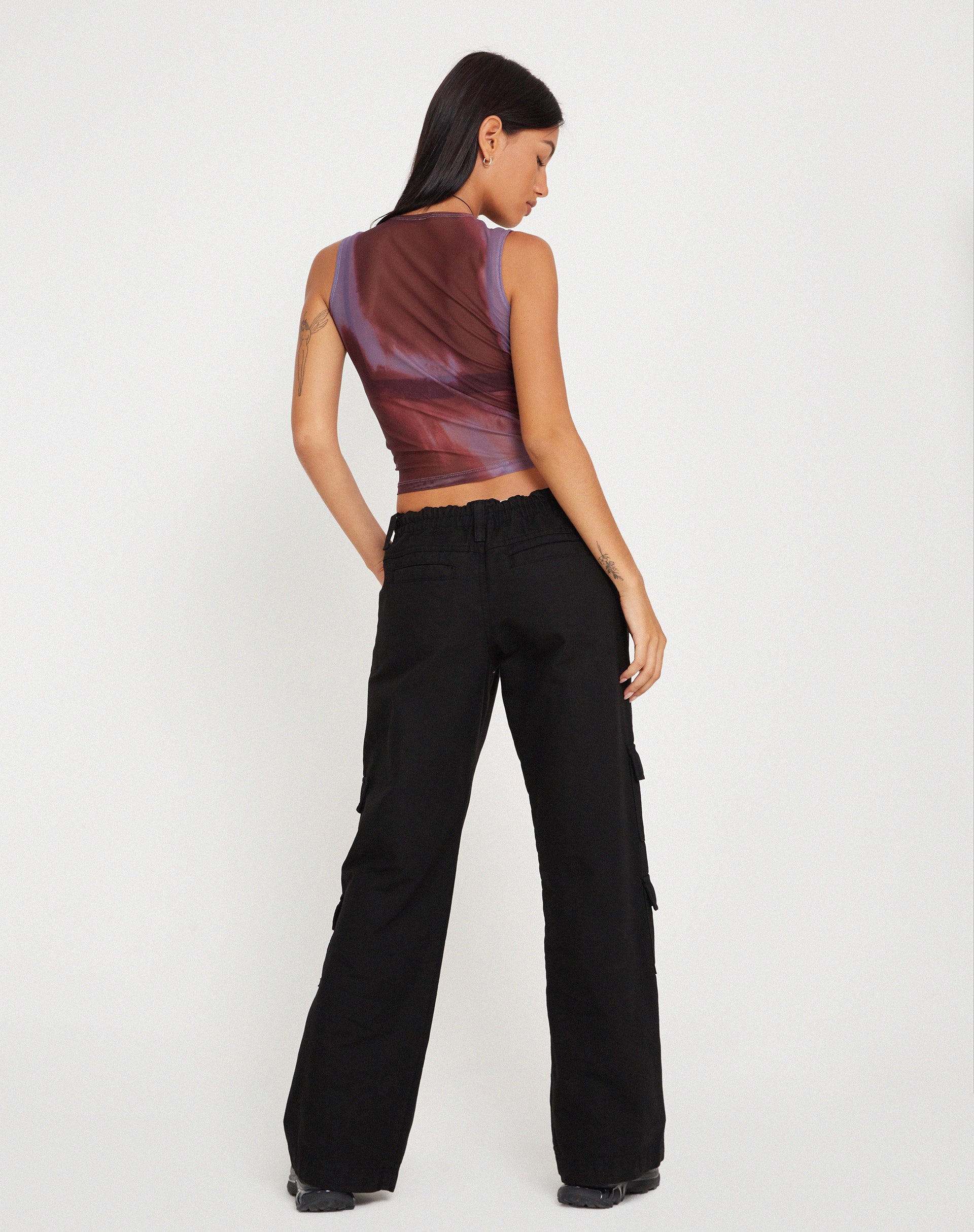 Imagen de Monlo Vest Top in Mesh Watercolour Wine