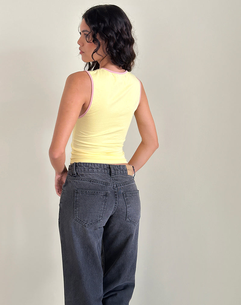 Imagen de Monsela Top en color Buttermilk con ribete rosa ballet