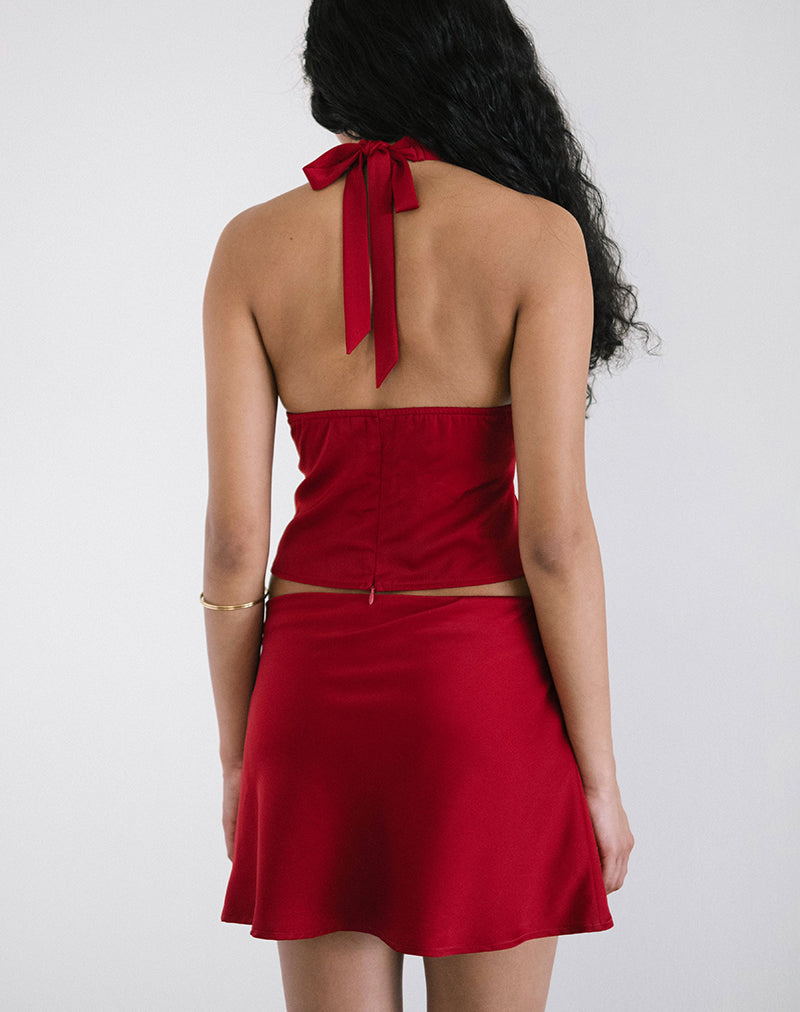 Imagen de la minifalda Nidya A-line en rojo oscuro