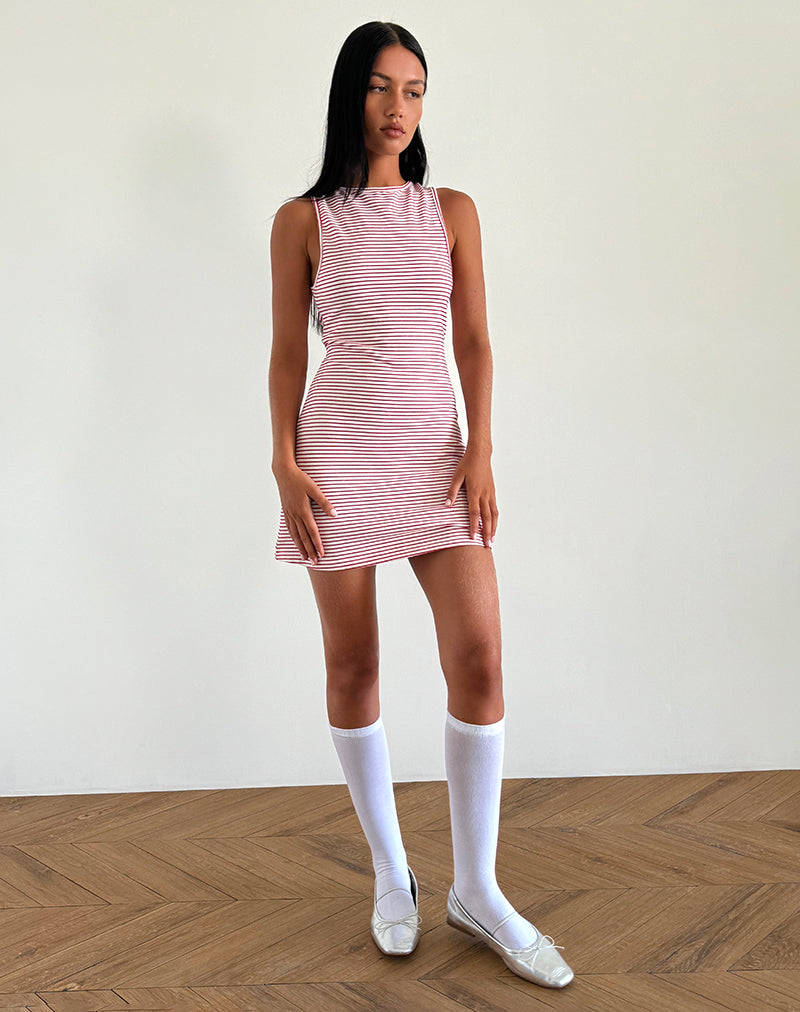 imagen de Muzuki Jersey Mini Dress in Red and White Stripe