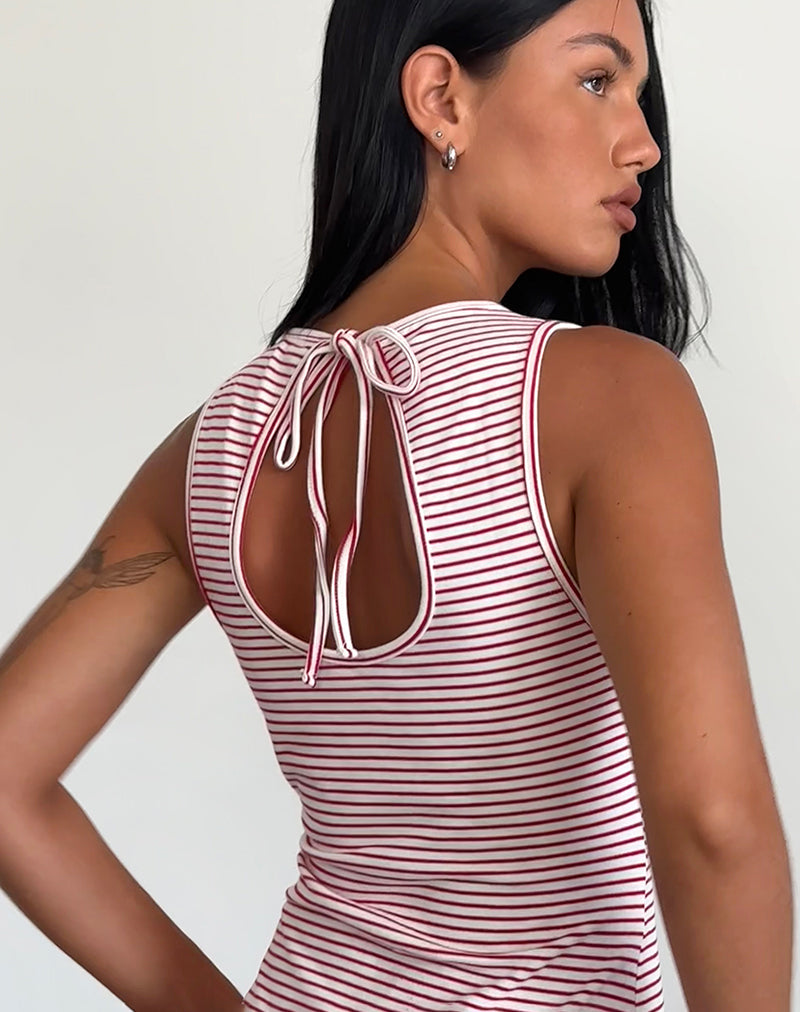 imagen de Muzuki Jersey Mini Dress in Red and White Stripe