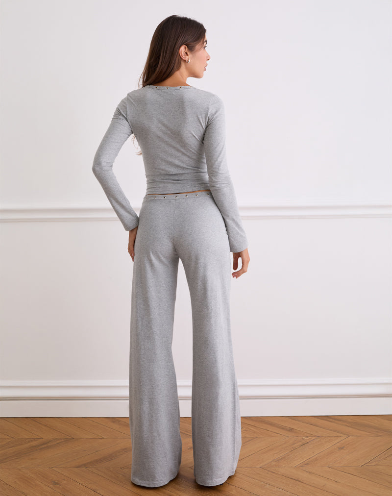 Imagen de Dorala Pantalones de tiro bajo con ojales en marga gris