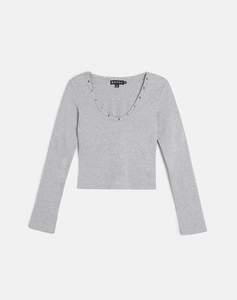 Imagen de Myoga Camiseta de manga larga con tachuelas en marga gris