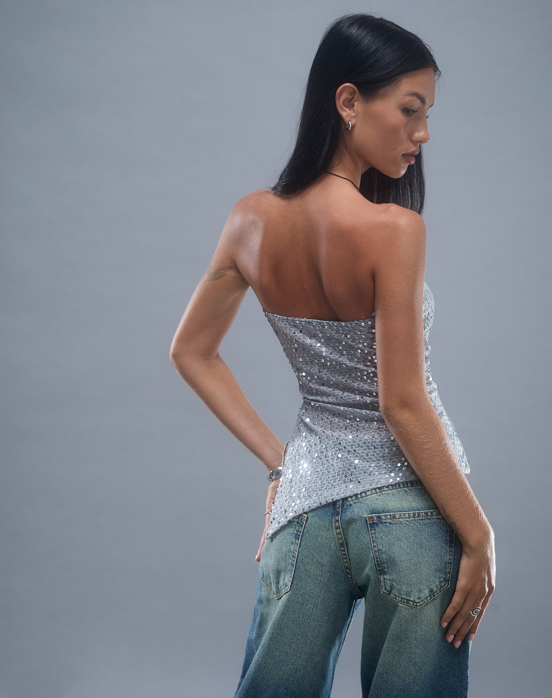 Imagen de Brilia Bandeau Top de Lentejuelas Plata