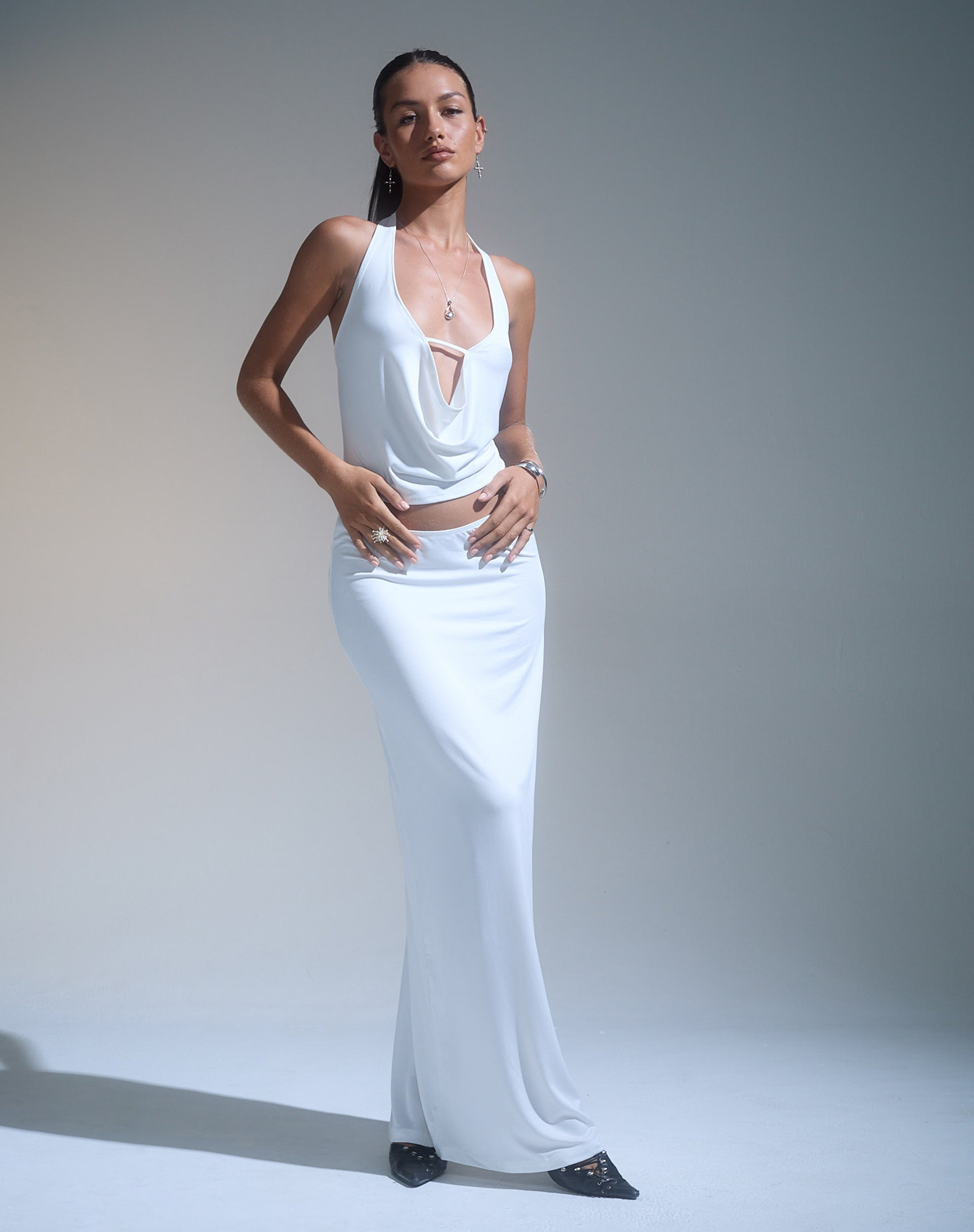Imagen de la falda Rim Jersey Maxi Skirt en marfil