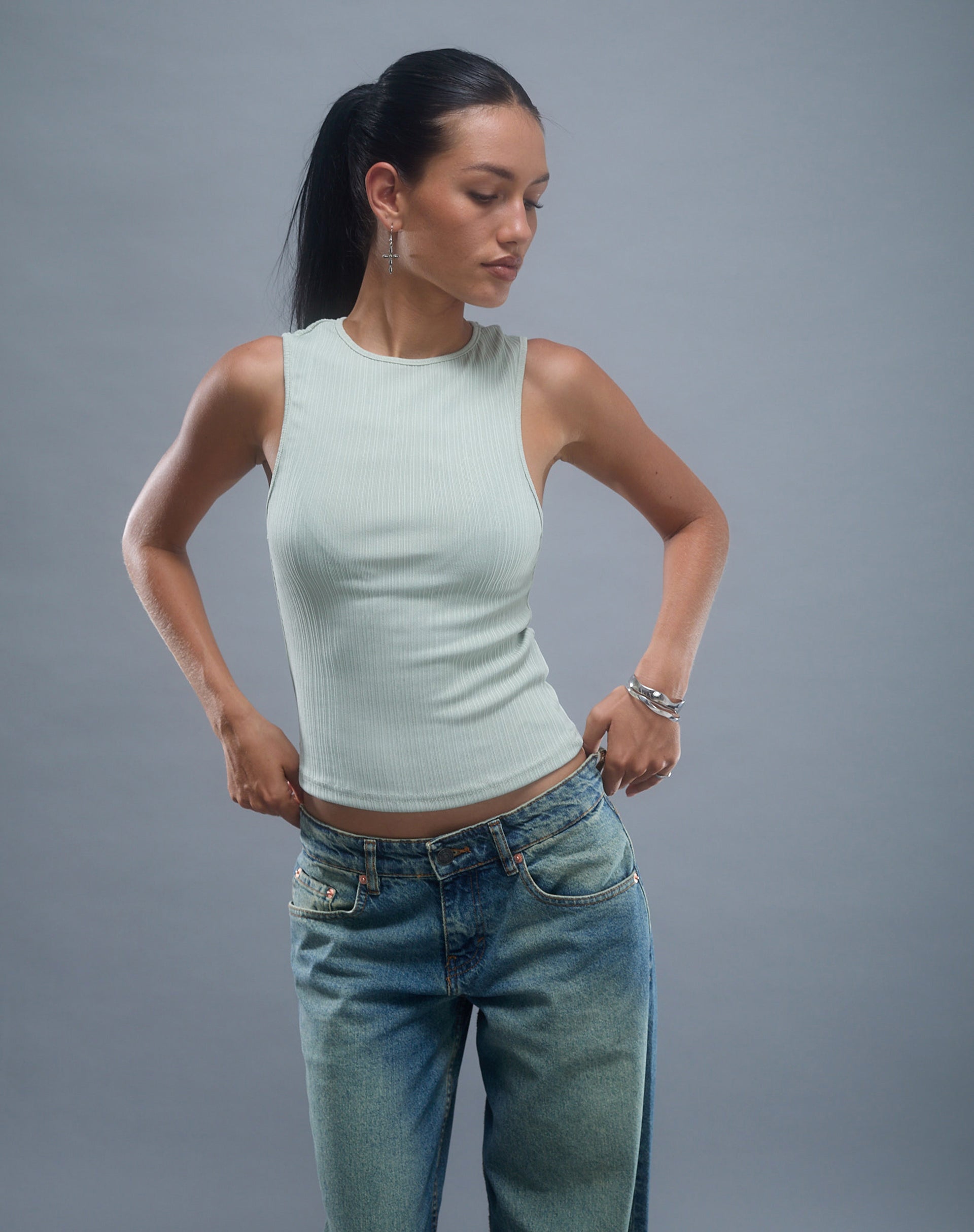 Imagen de Jordin Camiseta de cuello alto en canalé Menta