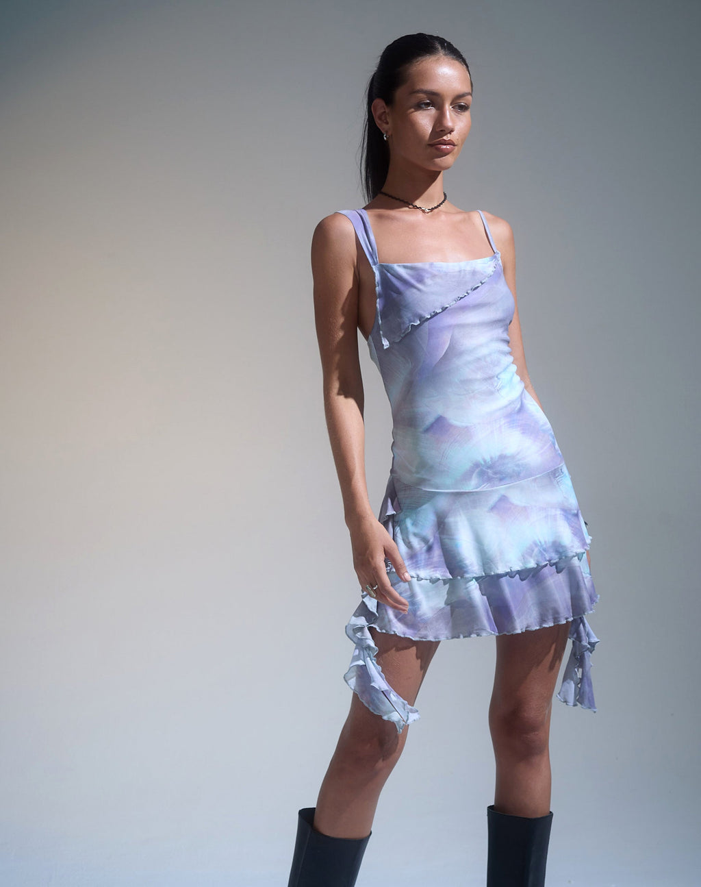 Minivestido de malla Sabit en concha nacarada estampada
