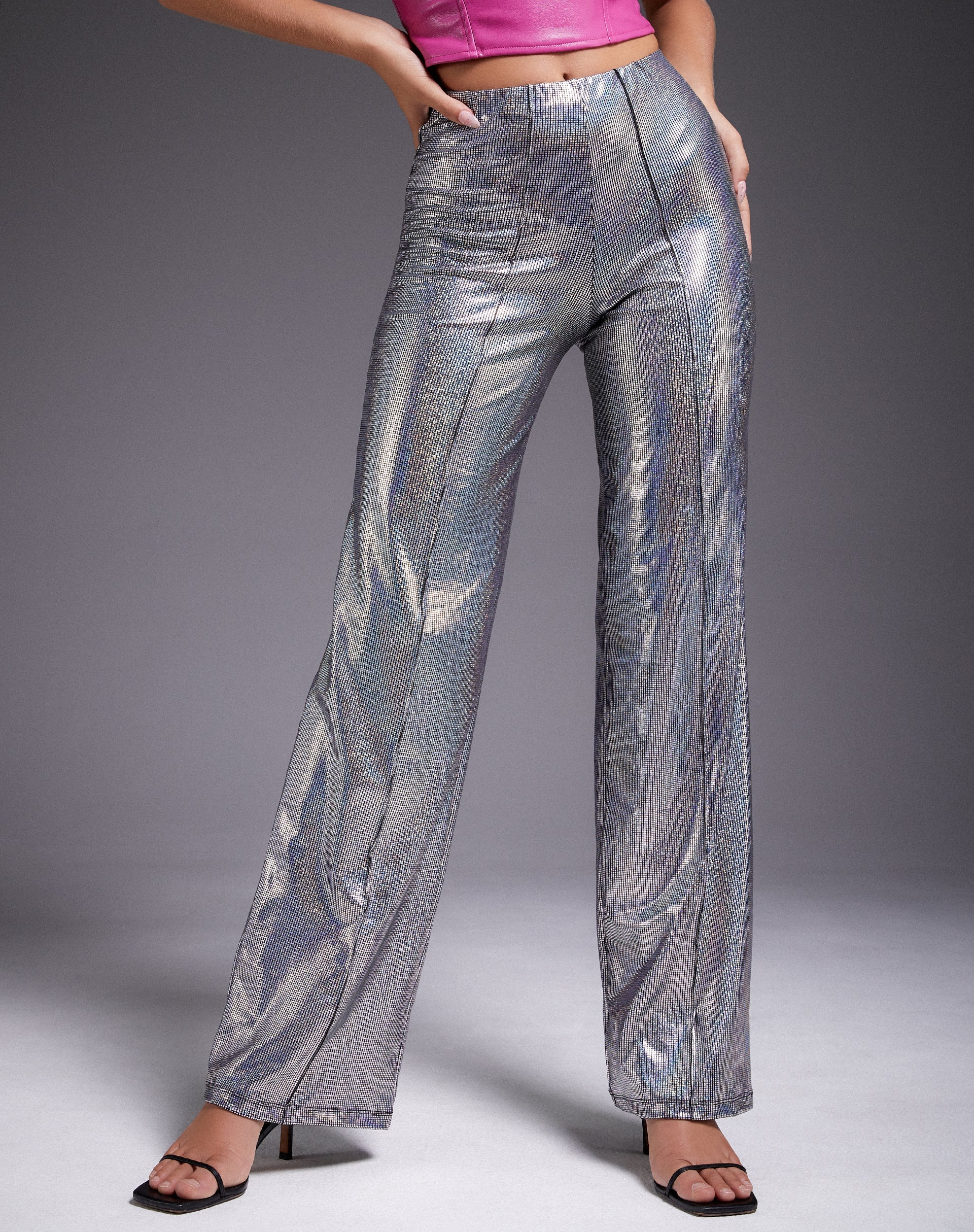 Imagen del pantalón Pista plateado holográfico