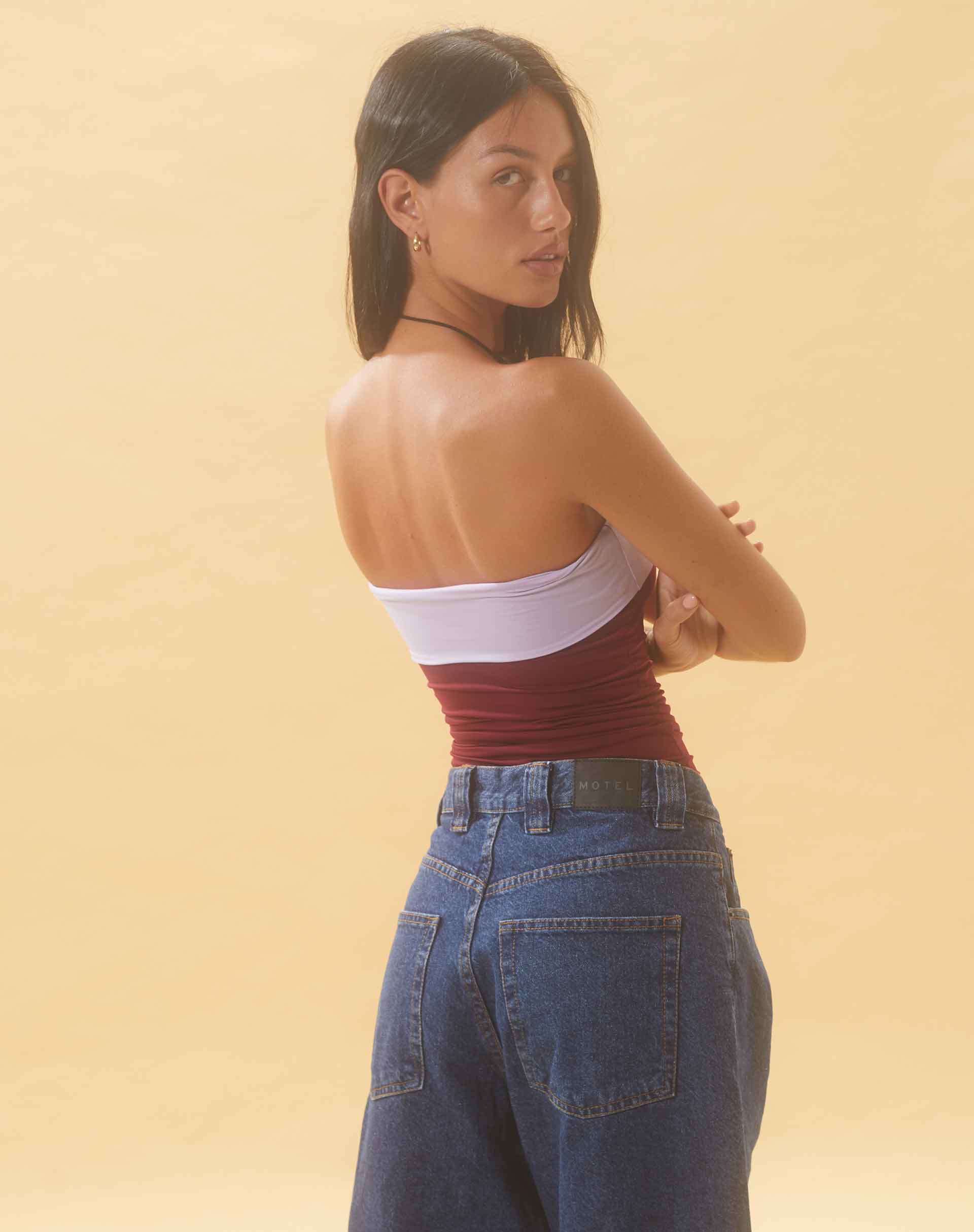 Imagen de Brylee Bandeau Crop Top en Vino Lila