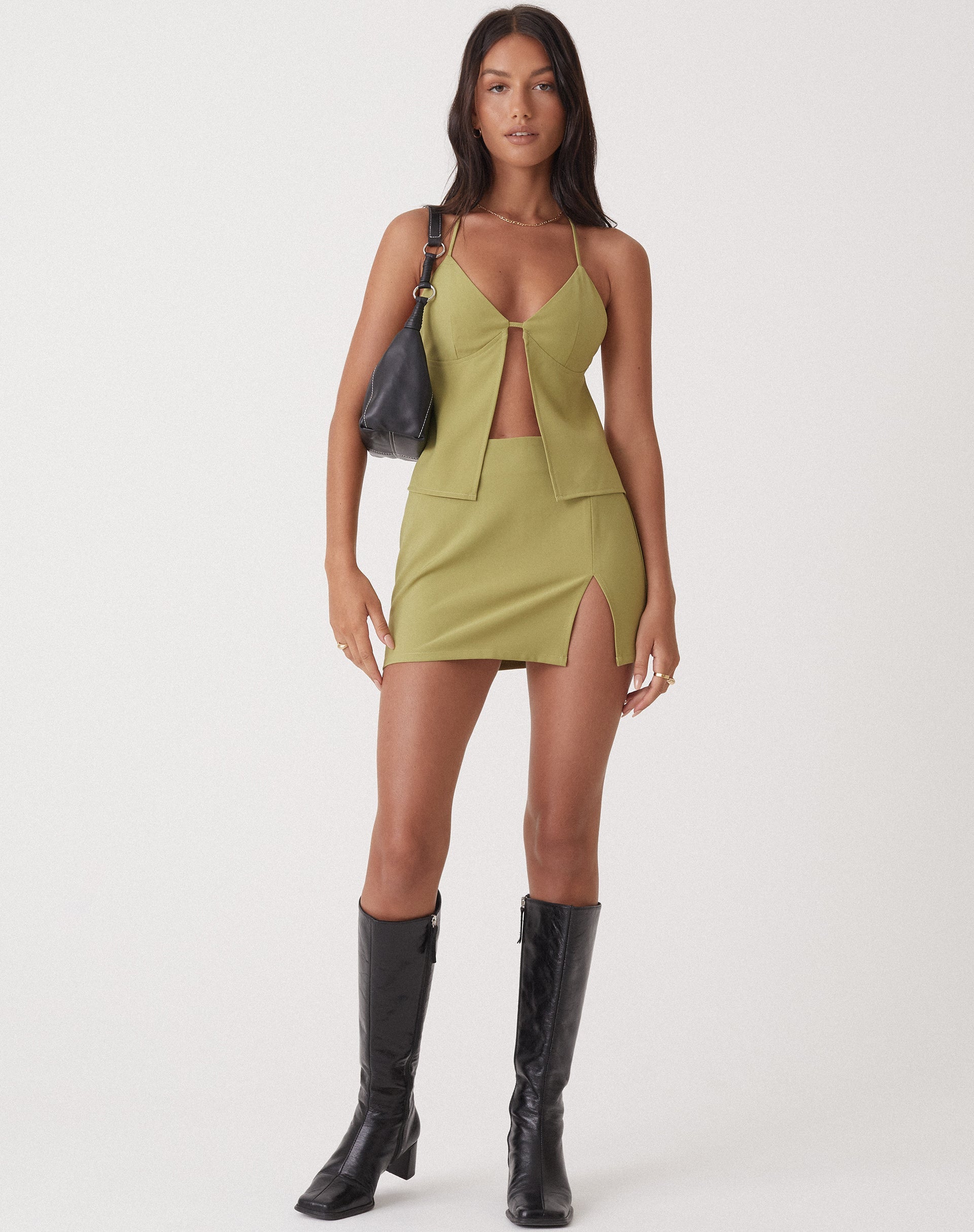 Imagen de MOTEL X OLIVIA NEILL Minifalda Pelma en sastrería Verde Seafoam