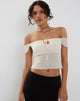 Imagen de Nabil Bardot Top en Mesh Crema
