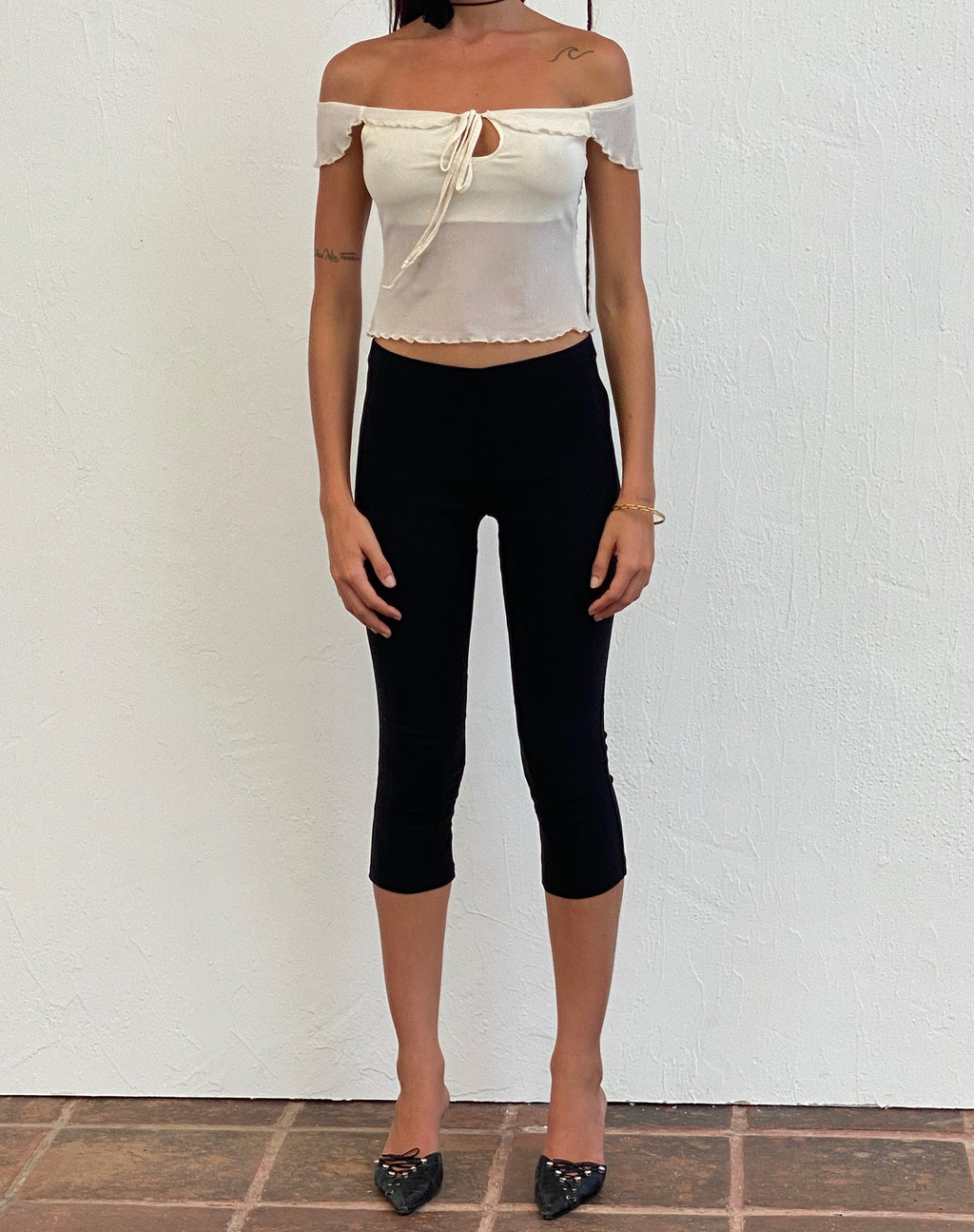 Asla Cropped Capri Trouser de sastrería elástica Negro