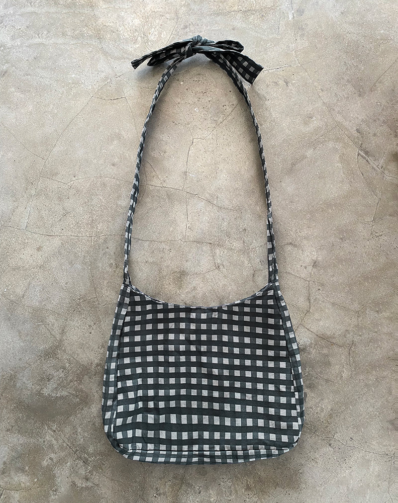 Imagen de Nagisa Bolso con Lazo en Guinga Tonal Negro Gris