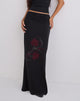 Image of Naisra Maxi Skirt in Cupro Diamante Flower Black