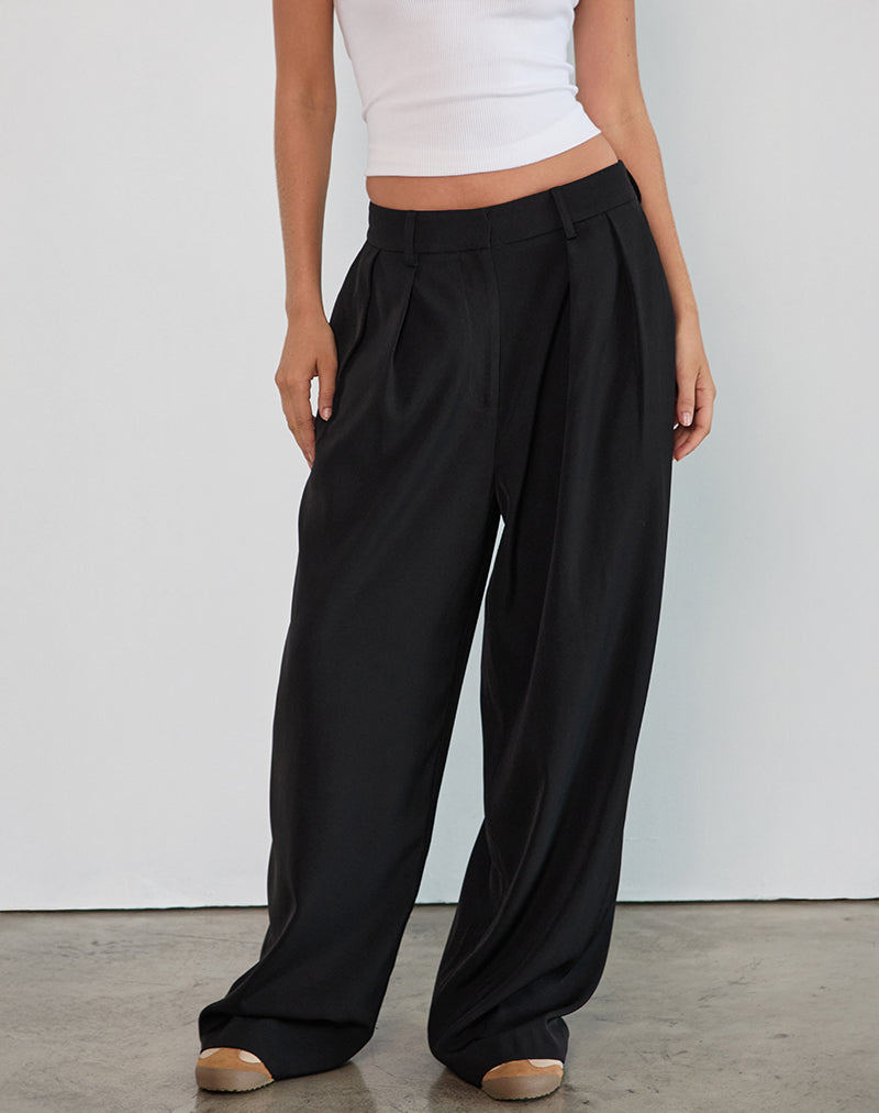 Pantalón plisado Nala en sastrería negro