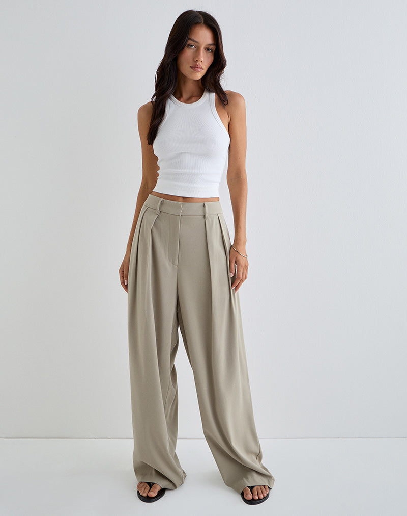 Imagen de Nala Pantalón con pliegues anchos en color topo Sastrería