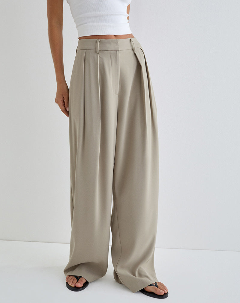 Imagen de Nala Pantalón con pliegues anchos en color topo Sastrería