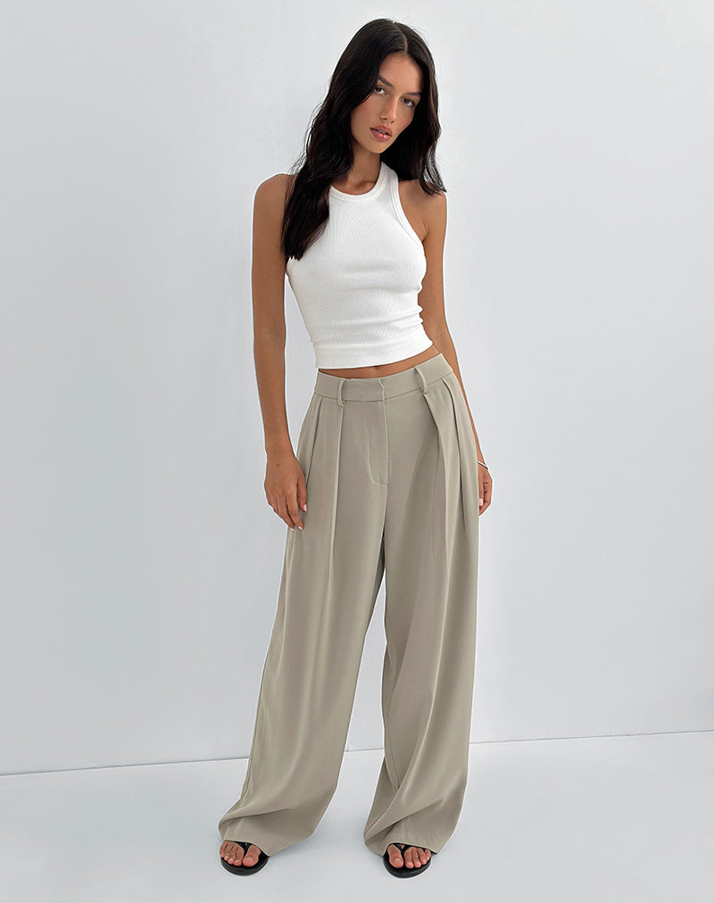 Imagen de Nala Pantalón con pliegues anchos en color topo Sastrería