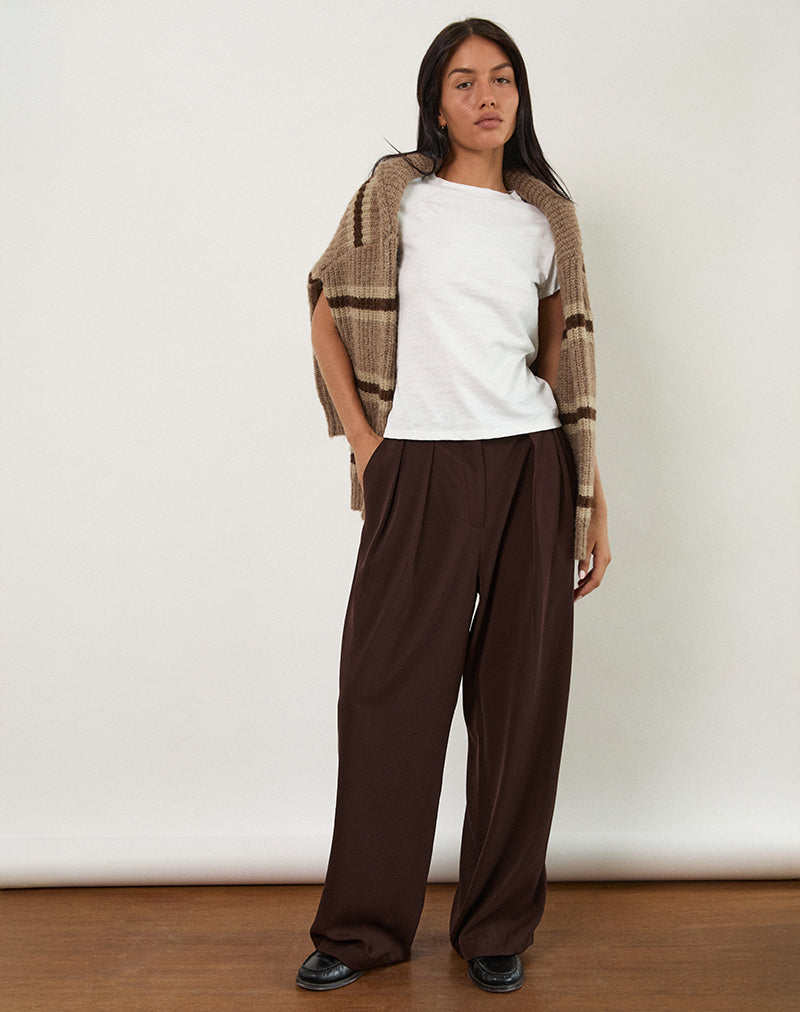 Pantalón Nala con pliegues anchos, chocolate amargo
