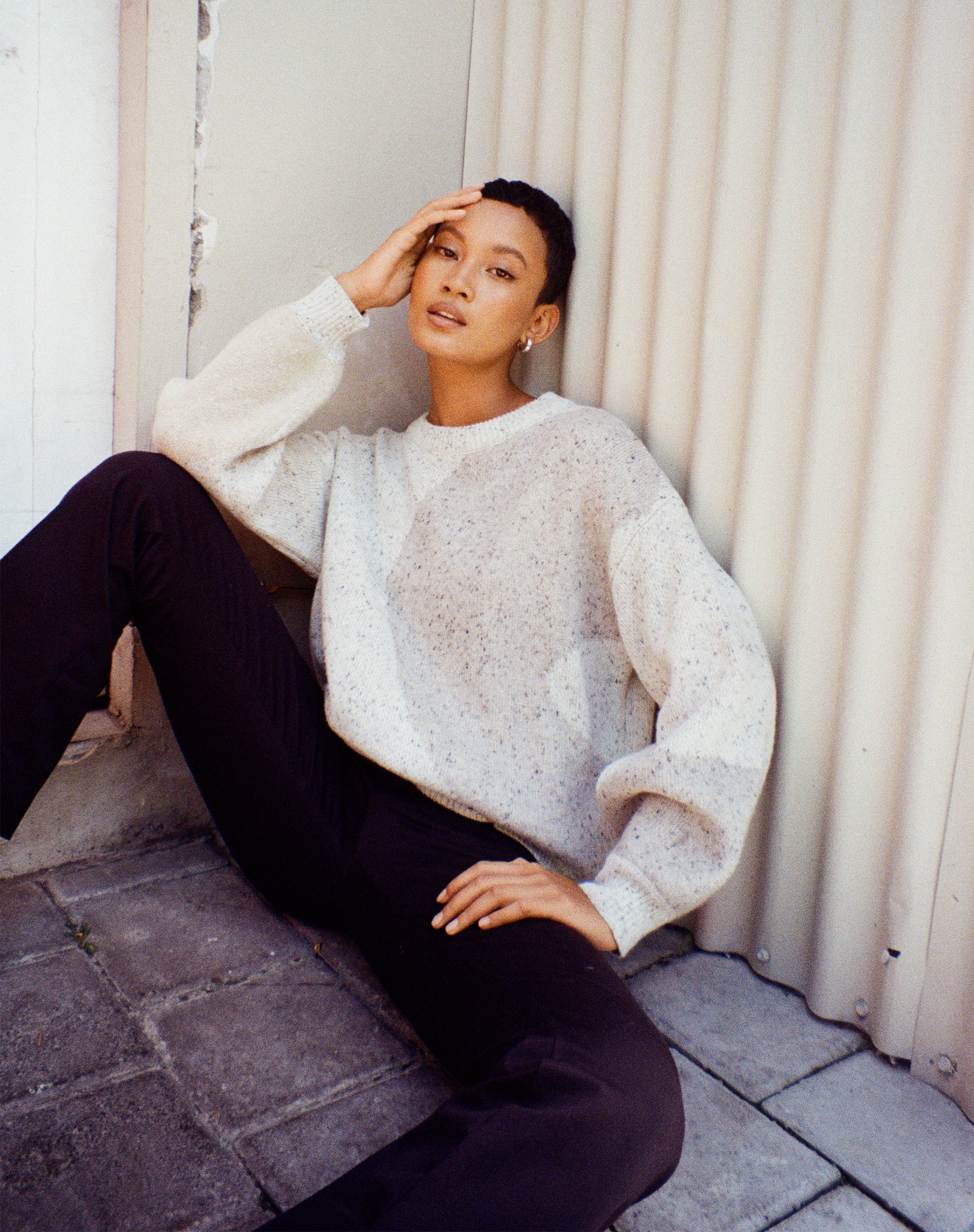 imagen de Namari Jumper en Splodge Abstracto Beige, Violeta y Oliva