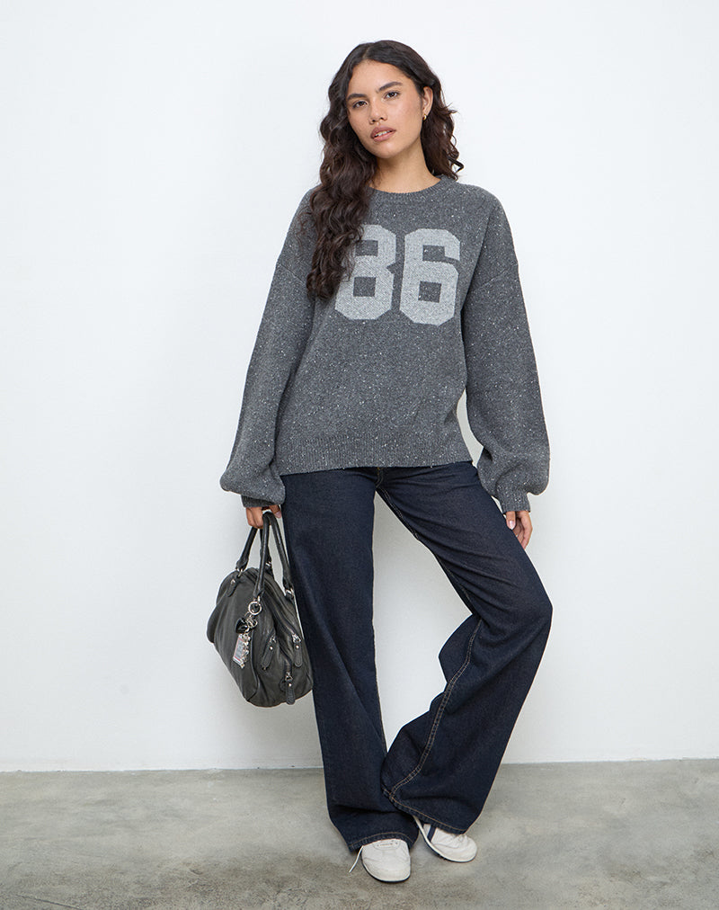 Jersey Namari de punto gris con motivo 86