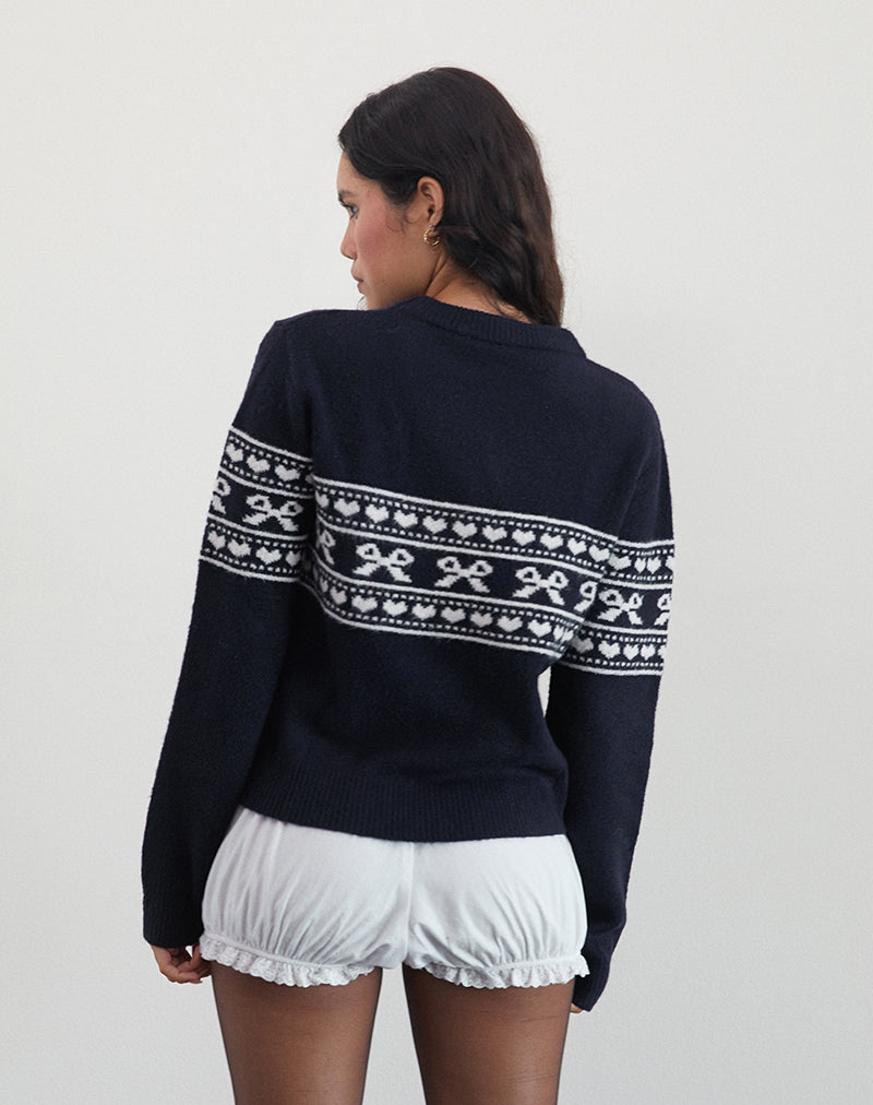 Imagen de Namirta Jersey de punto en piqué con lazo Fairisle