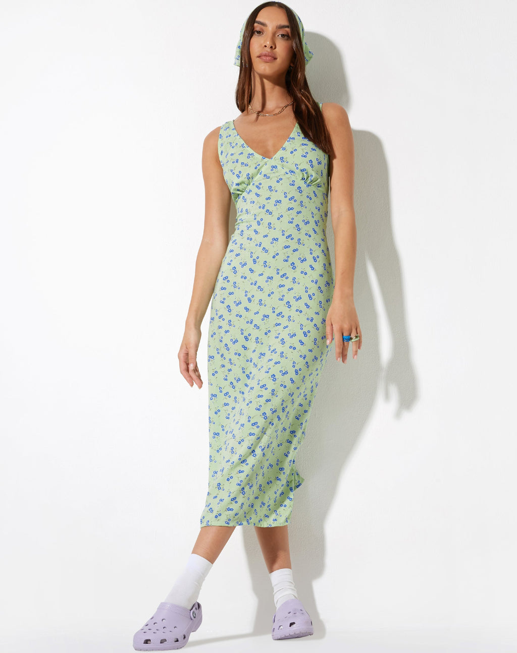Vestido Midi Lisheva en Lime Floral