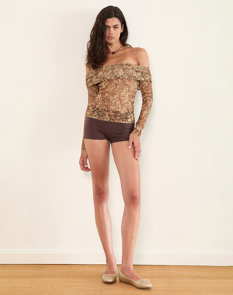 Top Nanila en racimo floral marrón