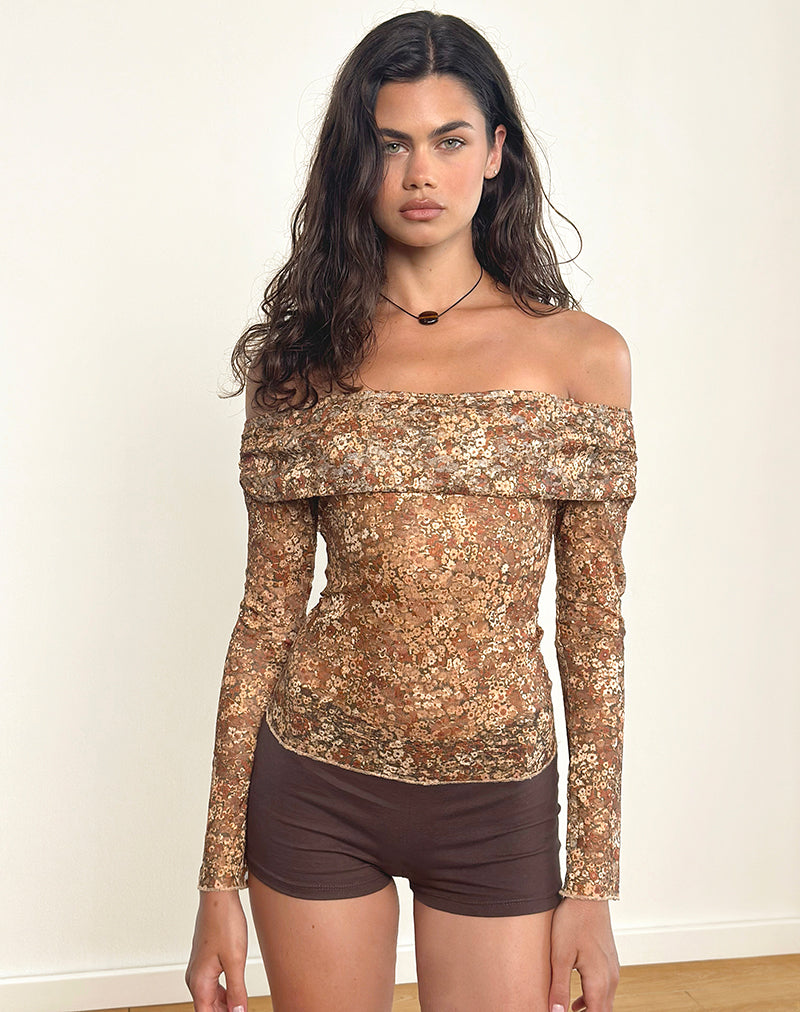 Imagen de Nanila Top en Racimo Floral Marrón