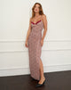 Imagen del vestido Naoya Midi Print Labios Rosa y Marrón