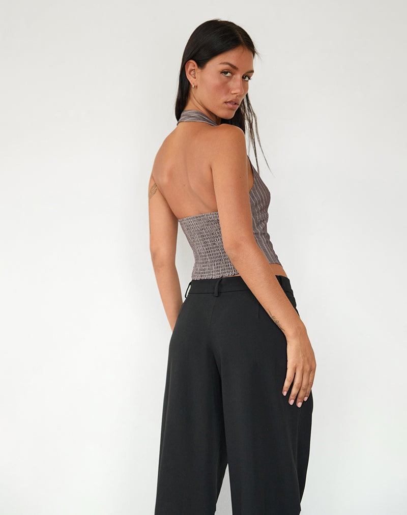 Imagen de Nasya Top Cuello Haltern en Topo Rayas Tailoring