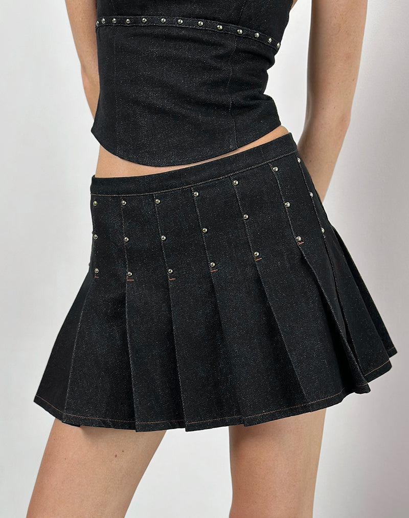 Imagen de Gatlin Falda en Chambray Tachuelas Negro