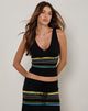 Imagen de Natcha Vest Top en negro con rayas marrones y azules